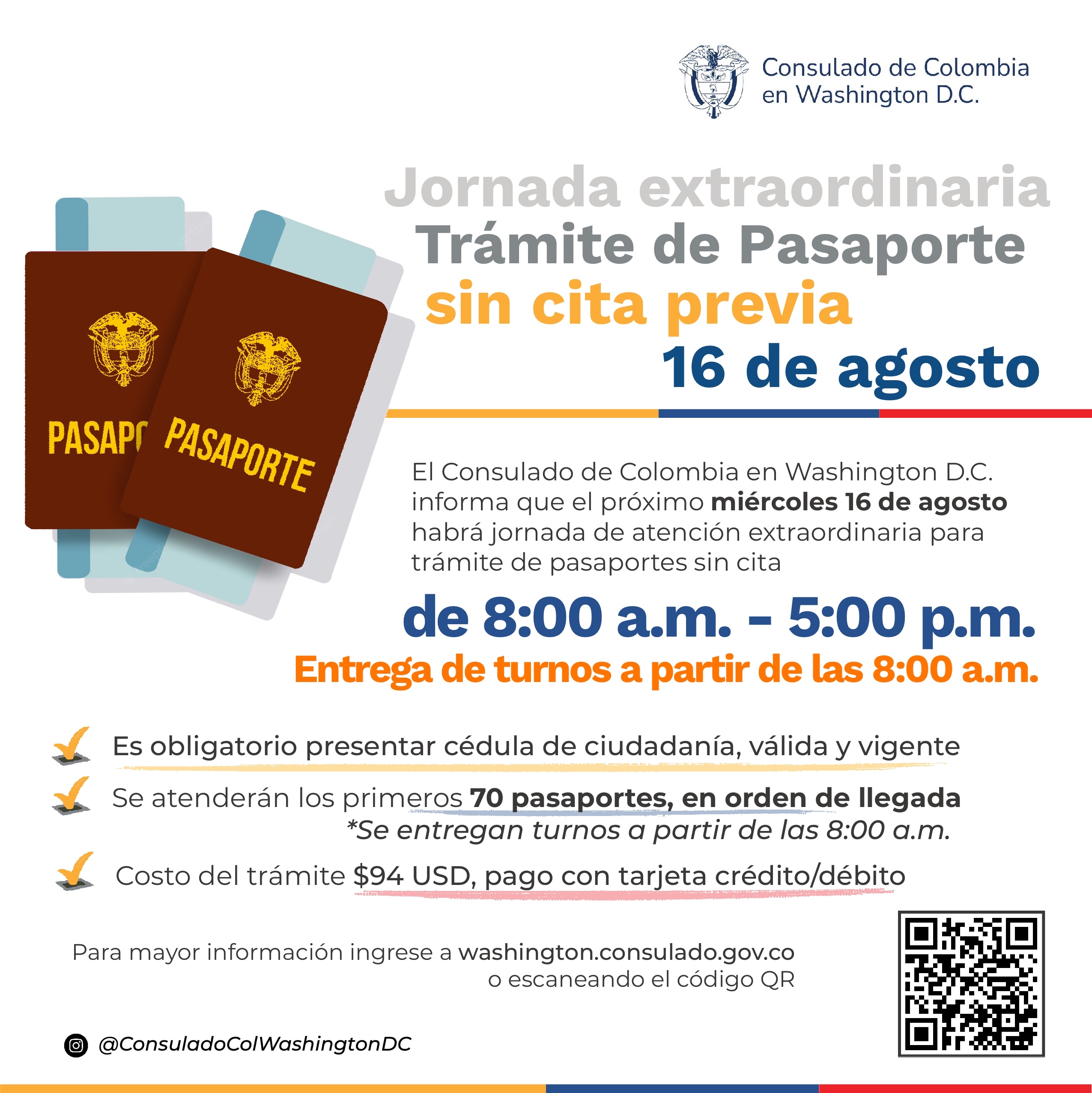 Jornada Pasaportes en Washington 16 de agosto 
