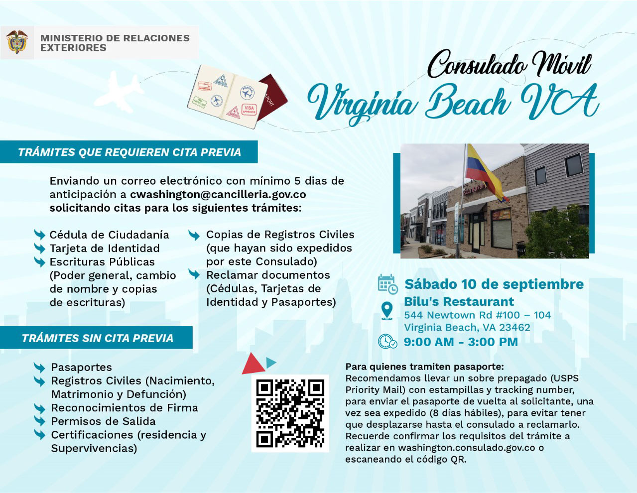 Consulado Móvil en Virginia Beach el 10 de septiembre de 2022
