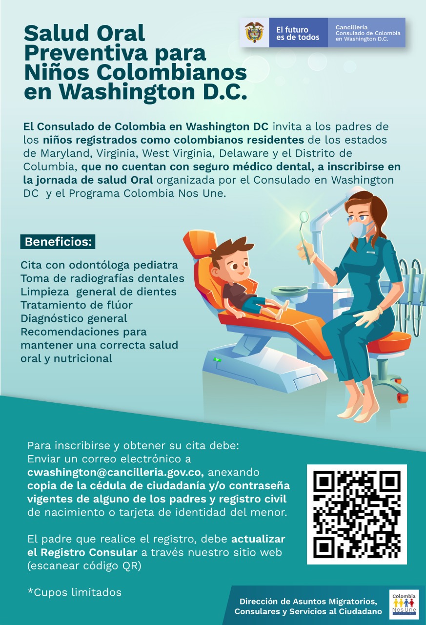 Consulado de Colombia en Washington invitan a la jornada de salud oral para niños