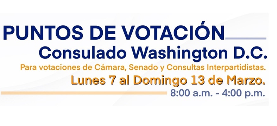 Consulado de Colombia publica los puntos de votación en Washington del lunes 7 de marzo al domingo 13 de marzo de 2022