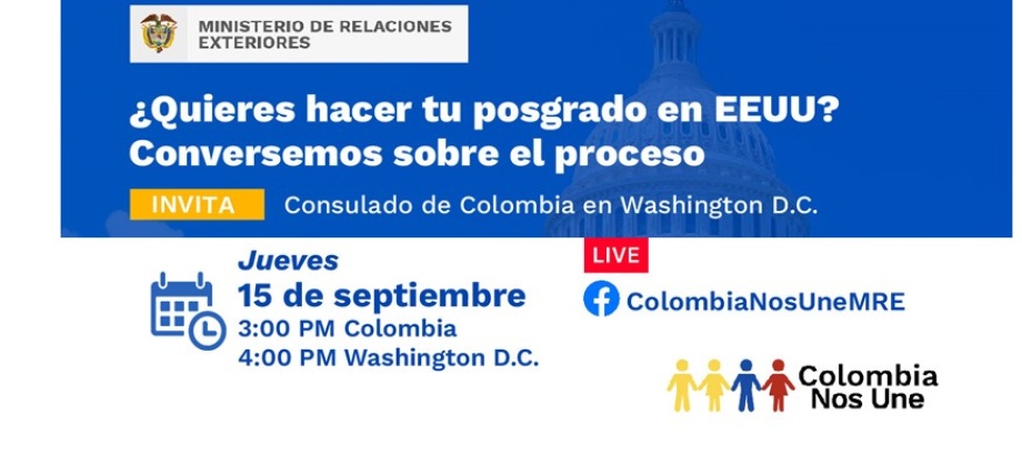 Consulado es Washington invita a participar del Facebook Live: ¿Quieres estudiar tu posgrado en Estados Unidos? 