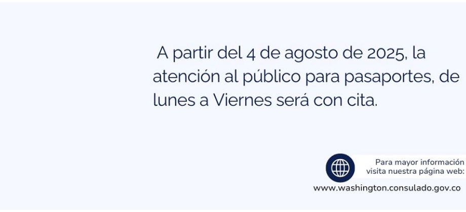Consulado de Colombia en Washington informa que han culminado las Jornadas Extraordinarias de Pasaporte sin cita