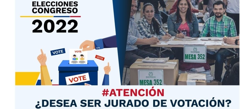 Consulado de Colombia en Washington invita a participar como jurado de votación en las elecciones para elecciones 2022