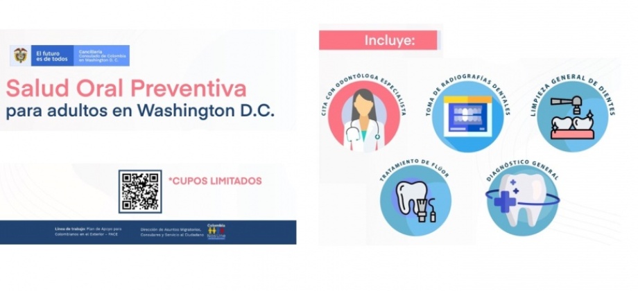 El Consulado de Colombia en Washington D.C. invita a los connacionales a inscribirse la jornada de salud oral preventiva para adultos