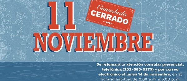 Consulado de Colombia en Washington no tendrá atención al público el 11 de noviembre