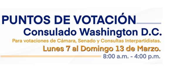 Consulado de Colombia publica los puntos de votación en Washington del lunes 7 de marzo al domingo 13 de marzo de 2022