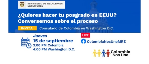 Consulado es Washington invita a participar del Facebook Live: ¿Quieres estudiar tu posgrado en Estados Unidos? 