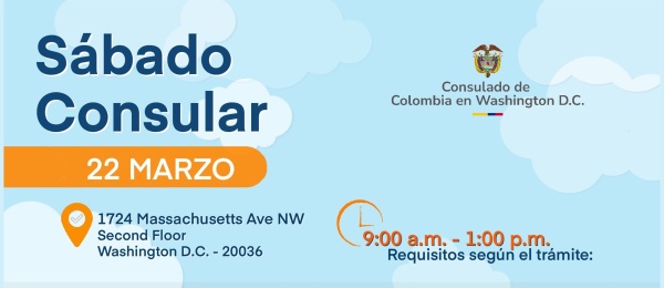 Banner del Sábado Consular programado para el 22 de marzo de 2025