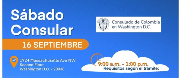 La jornada de Sábado Consular en Washington se realizará el 16 de septiembre 