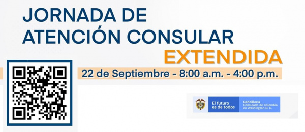 Consulado General de Colombia en Washington realizará jornada de atención consular extendida el miércoles 22 de septiembre de 2021