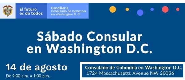 El sábado 14 de agosto se realizará la jornada de Sábado Consular en la sede del Consulado de Colombia 