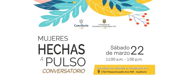 Banner sobre conversatorio Mujeres Hechas a Pulso