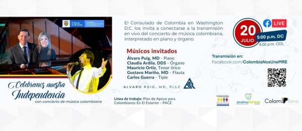 El Consulado General de Colombia en Washington D.C. a celebrar el 20 de julio con el concierto ‘Celebremos nuestra independencia’